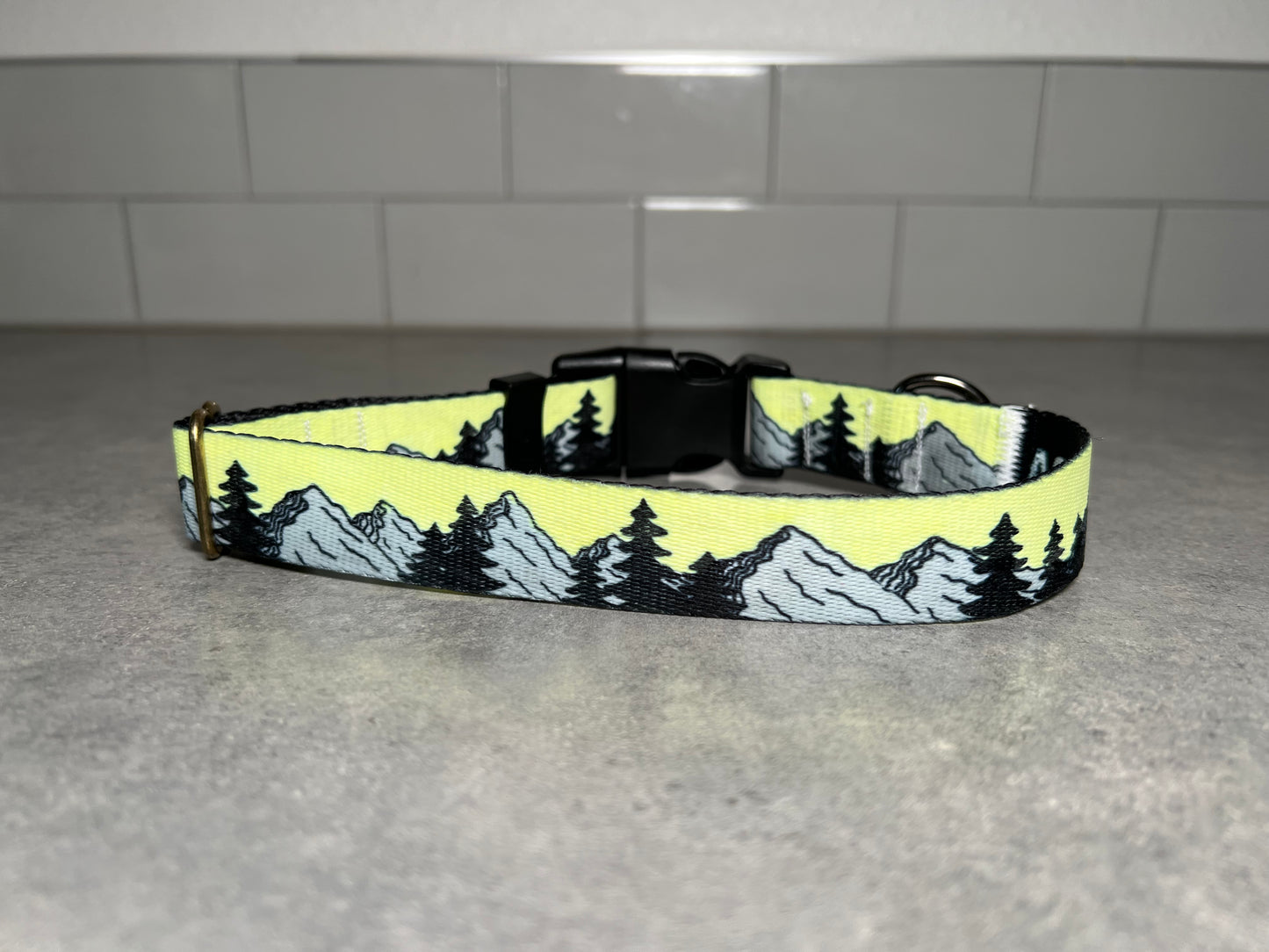 COLOR CHANGING Sunset Mountain Dog Collar | Hand Painted Dog Collar