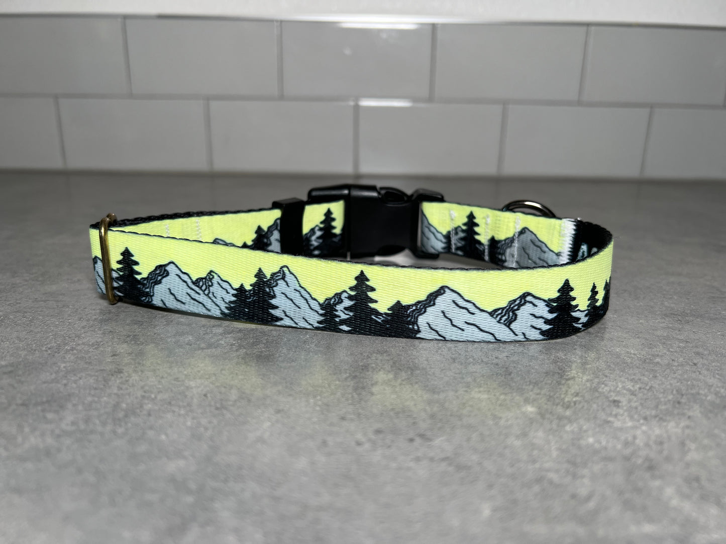 COLOR CHANGING Sunset Mountain Dog Collar | Hand Painted Dog Collar