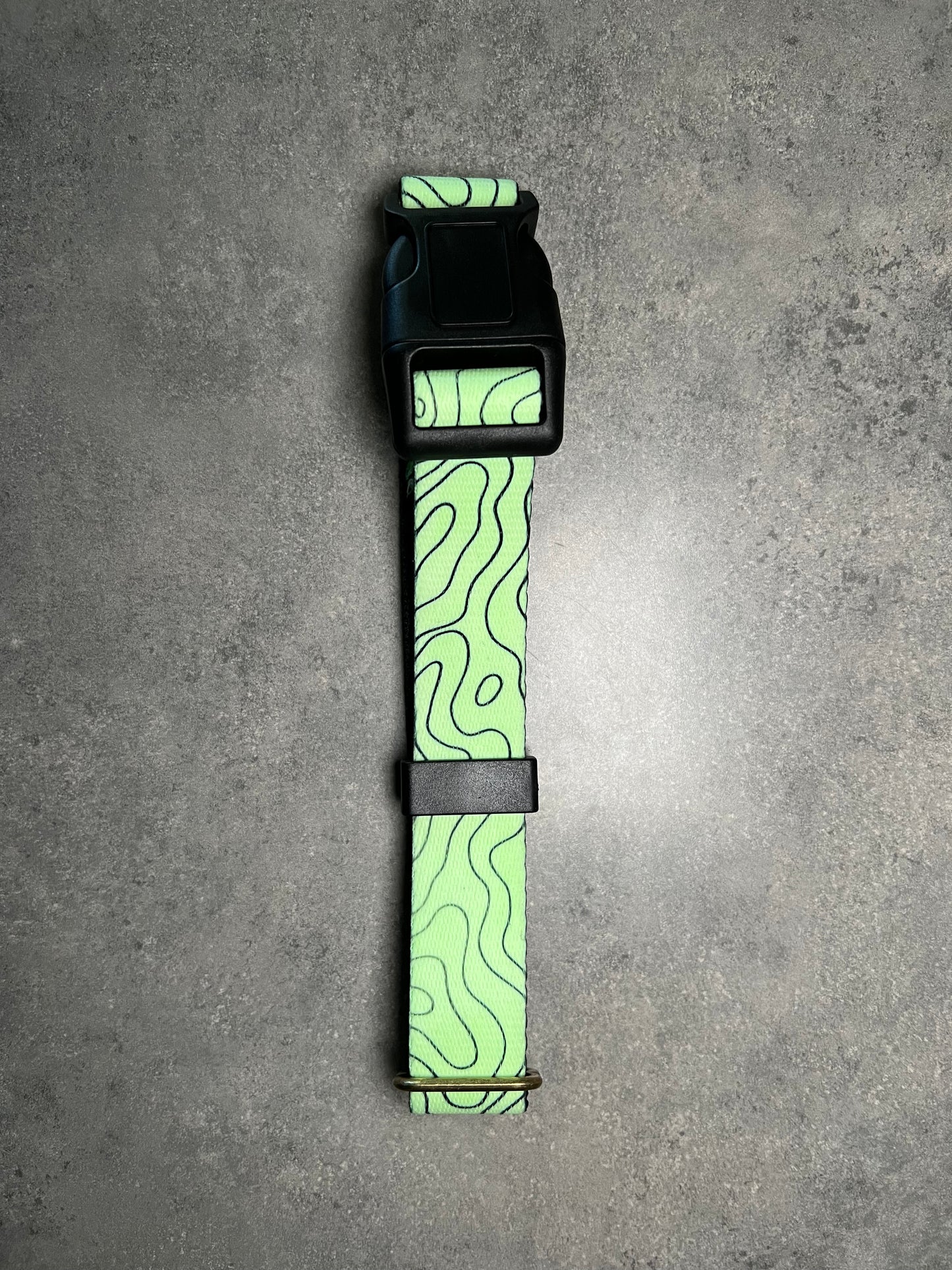 UV COLOR CHANGING Topo Green to Blue Dog Collar | Hand Painted Dog Collar