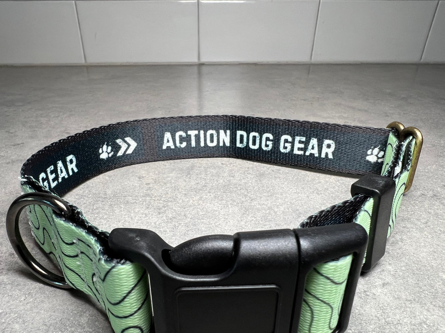 UV COLOR CHANGING Topo Green to Blue Dog Collar | Hand Painted Dog Collar