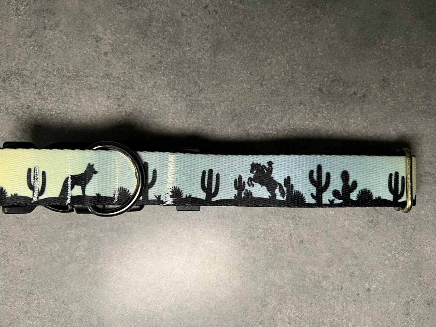 UV COLOR CHANGING Yellow to Blue Desert Dog Collar | Hand Painted Dog Collar