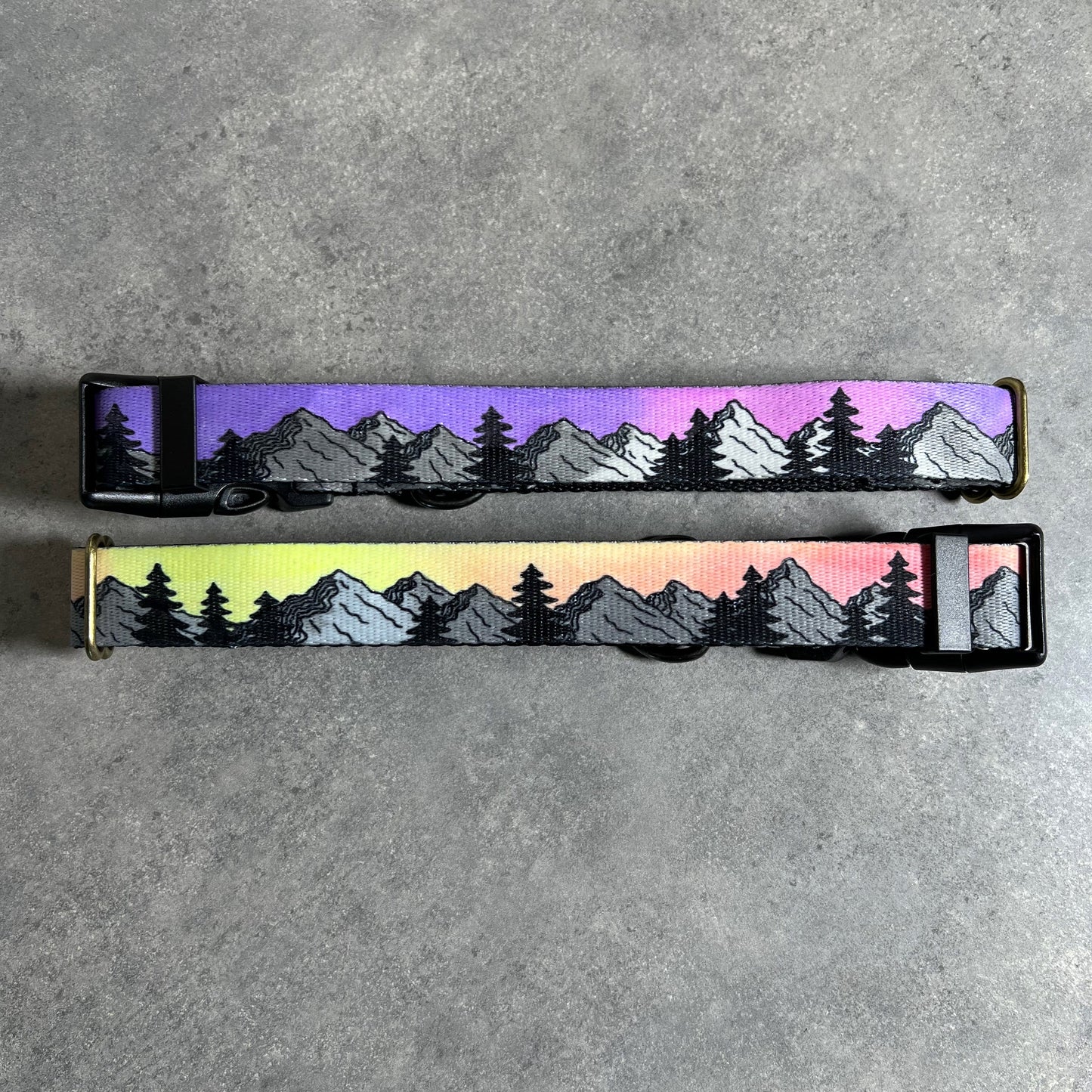 COLOR CHANGING Sunrise Mountain Dog Collar | Hand Painted Dog Collar