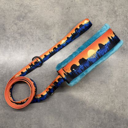 Retro Rockaway Minky Slip Collar + Built-In Leash