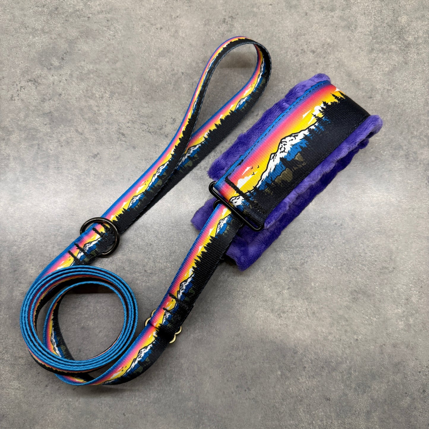 Sunset Three Sisters Minky Slip Collar + Built-In Leash