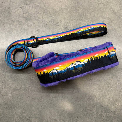 Sunset Three Sisters Minky Slip Collar + Built-In Leash