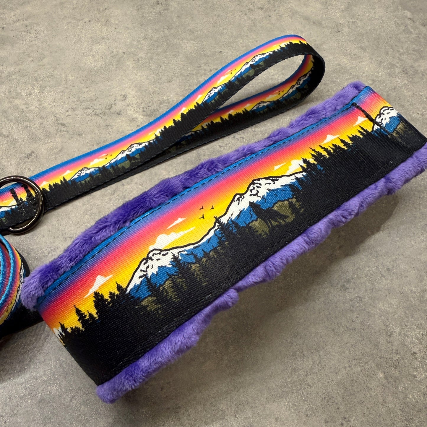 Sunset Three Sisters Minky Slip Collar + Built-In Leash