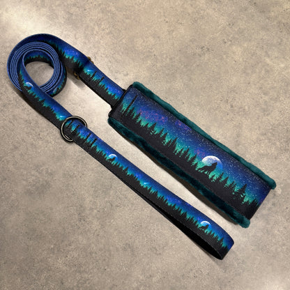 Midnight Wolf Minky Slip Collar + Built-In Leash | Handmade