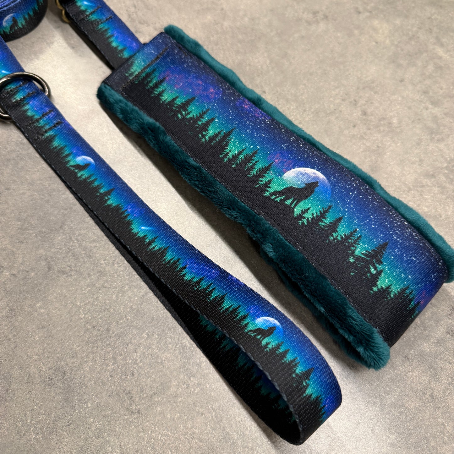 Midnight Wolf Minky Slip Collar + Built-In Leash | Handmade