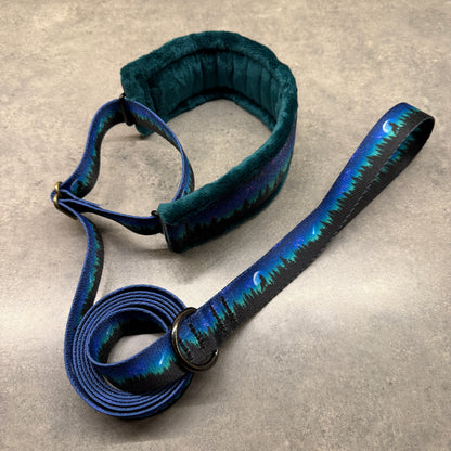 Midnight Wolf Minky Slip Collar + Built-In Leash | Handmade