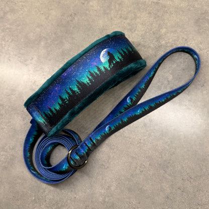 Midnight Wolf Minky Slip Collar + Built-In Leash | Handmade