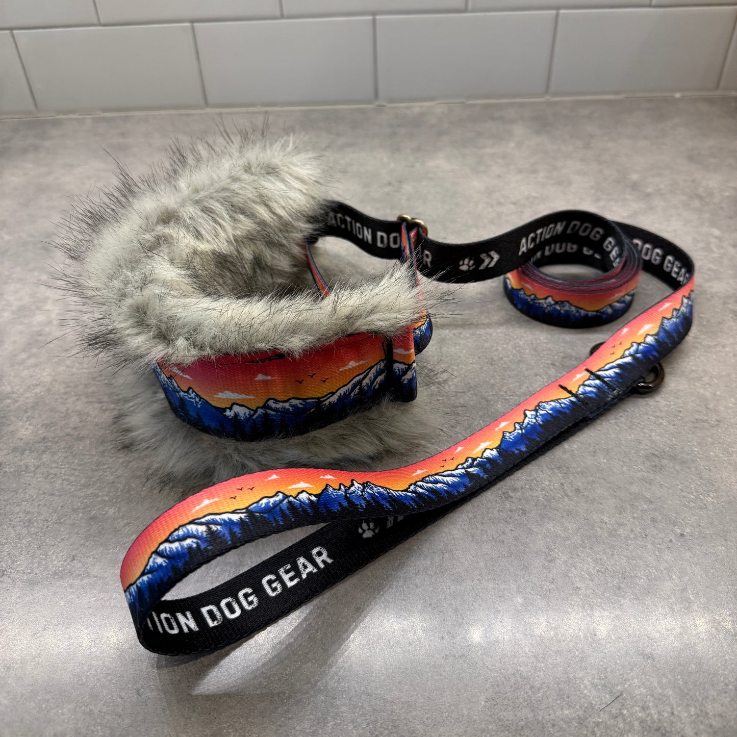 Rosegold Tetons Natural Minky Slip Collar + Built-In Leash | Handmade