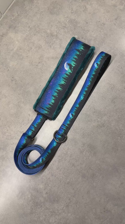 Midnight Wolf Minky Slip Collar + Built-In Leash | Handmade